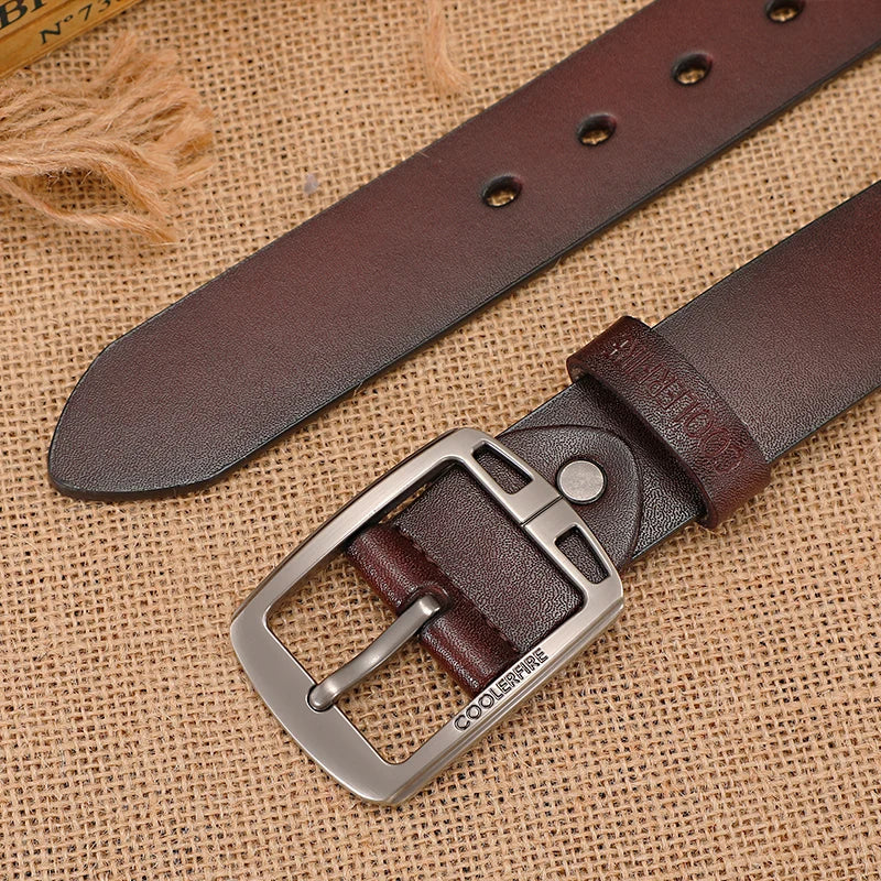 Vintage leren herenriem – Premium koeienhuid & Klassieke stijl