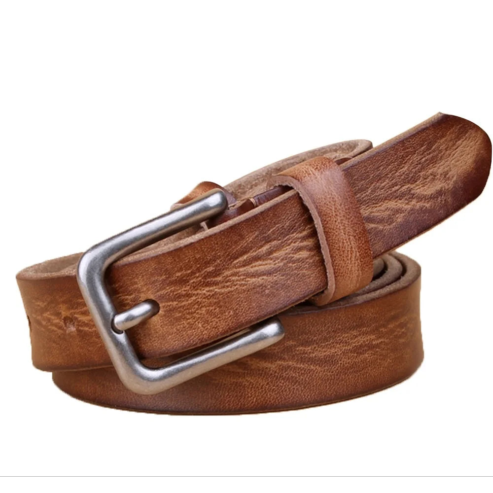 Corturas delgadas para un cinturón de metal de metal de cuero unisex genuino