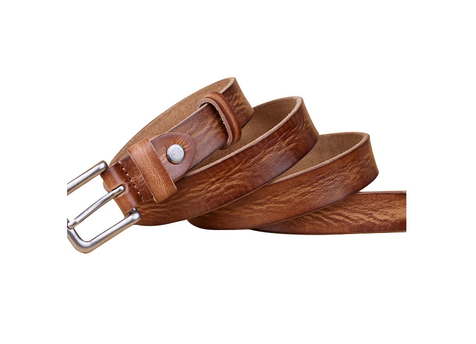 Corturas delgadas para un cinturón de metal de metal de cuero unisex genuino