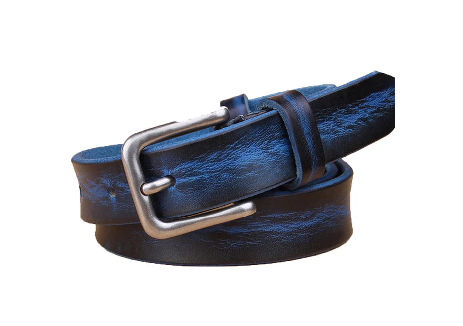 Corturas delgadas para un cinturón de metal de metal de cuero unisex genuino