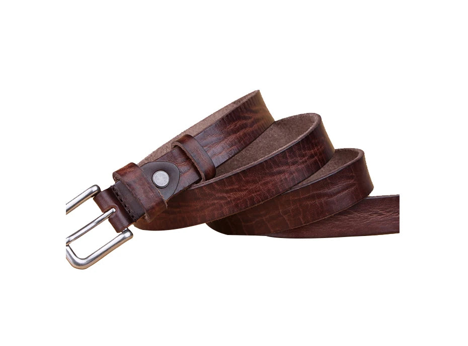 Corturas delgadas para un cinturón de metal de metal de cuero unisex genuino
