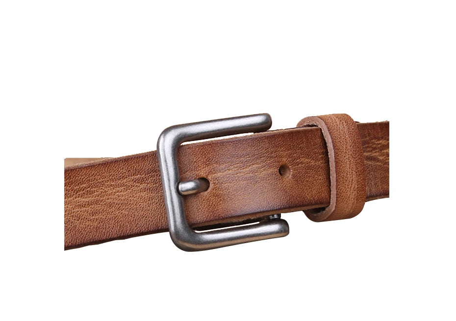 Corturas delgadas para un cinturón de metal de metal de cuero unisex genuino