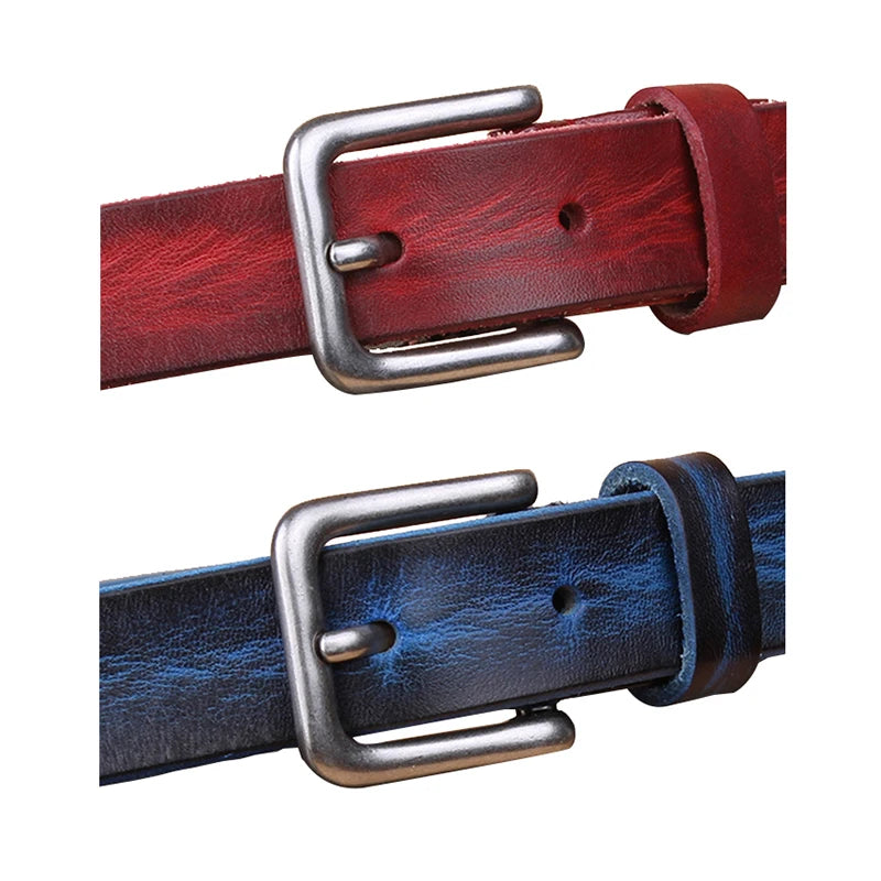 Corturas delgadas para un cinturón de metal de metal de cuero unisex genuino