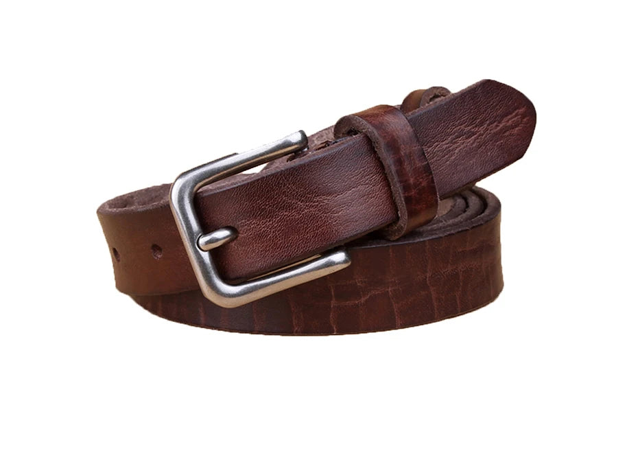 Corturas delgadas para un cinturón de metal de metal de cuero unisex genuino