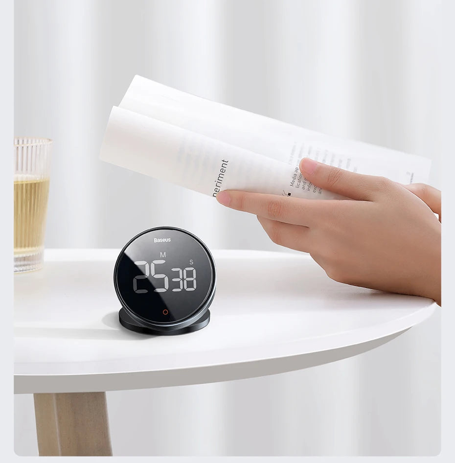 Baseus Digital Kitchen Timer Magnetic Countdown Alarm Clock Work Study Baking Reminder Stand Desk Cooking Clock Stopwatch Timer