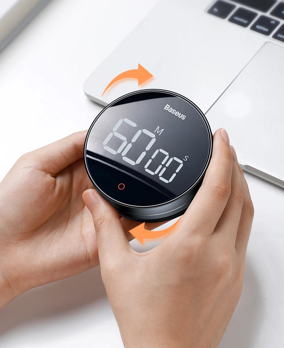 Baseus Digital Kitchen Timer Magnetic Countdown Alarm Clock Work Study Baking Reminder Stand Desk Cooking Clock Stopwatch Timer