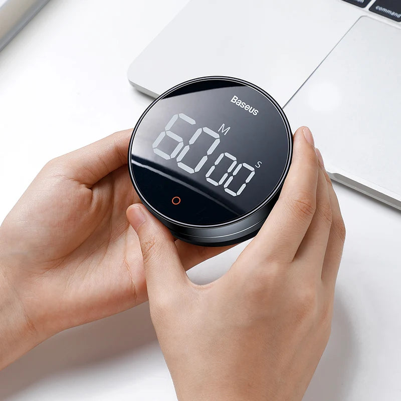 Baseus Digital Kitchen Timer Magnetic Countdown Alarm Clock Work Study Baking Reminder Stand Desk Cooking Clock Stopwatch Timer