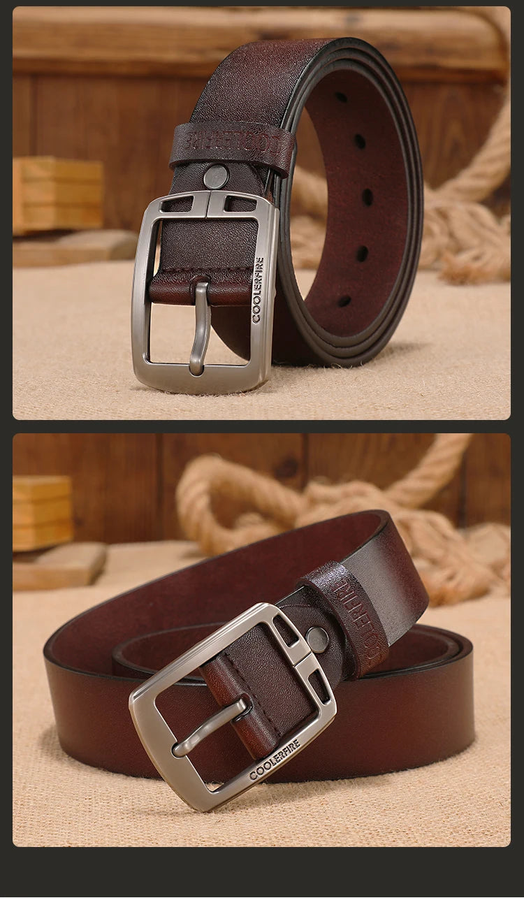 Vintage leren herenriem – Premium koeienhuid & Klassieke stijl