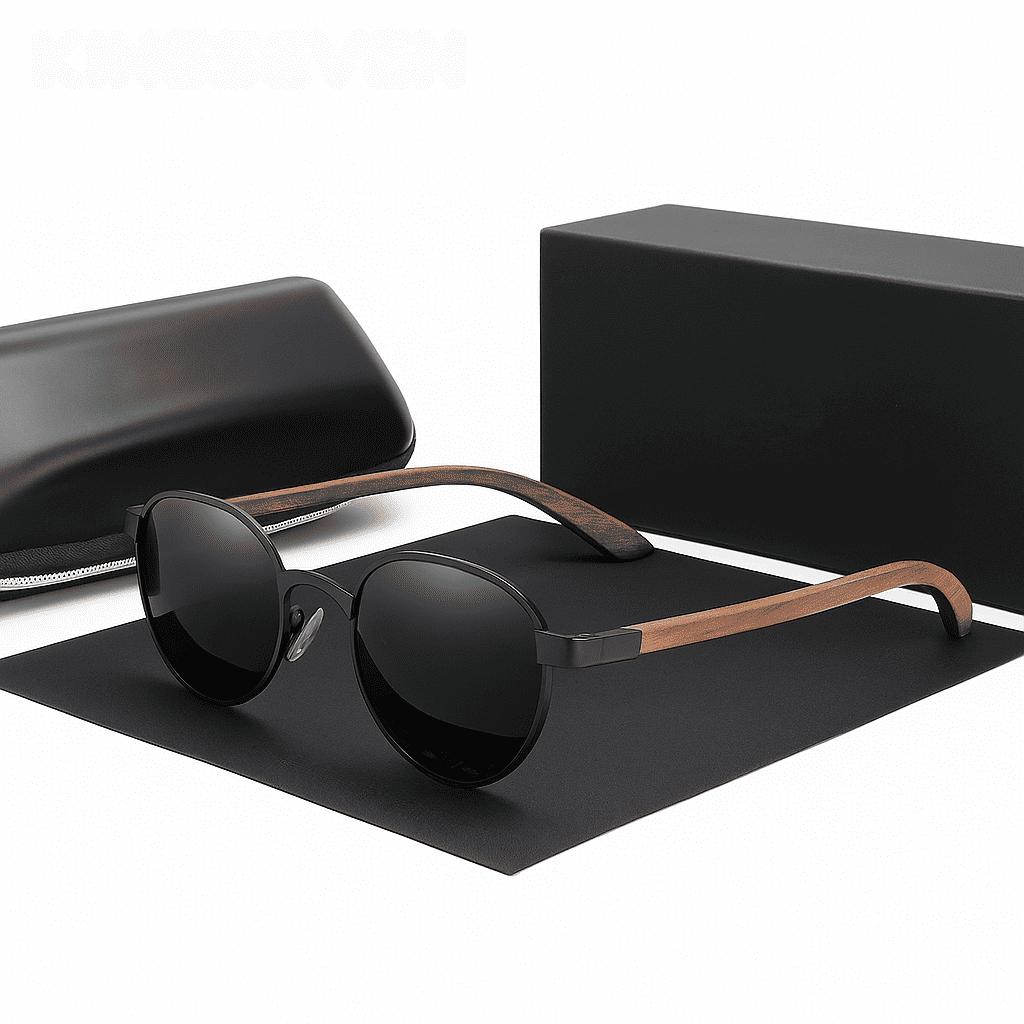 Gafas de sol -Gafas de sol hechas a mano en madera de nogal - Diseño unisex con lentes de espejo polarizadas y protección UV400