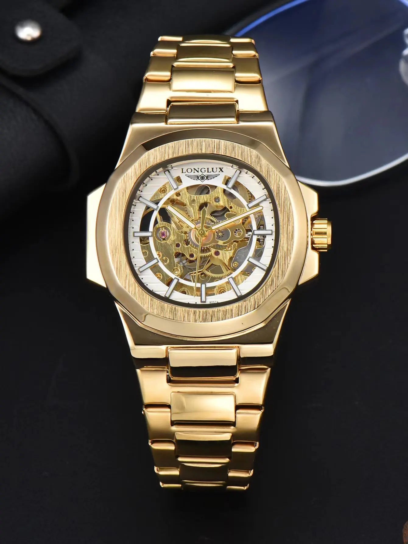 Miami Design -Longlux ™ Men Automatisch mechanisch horloge luxe horloges waterdicht skelet roestvrijstalen horloge
