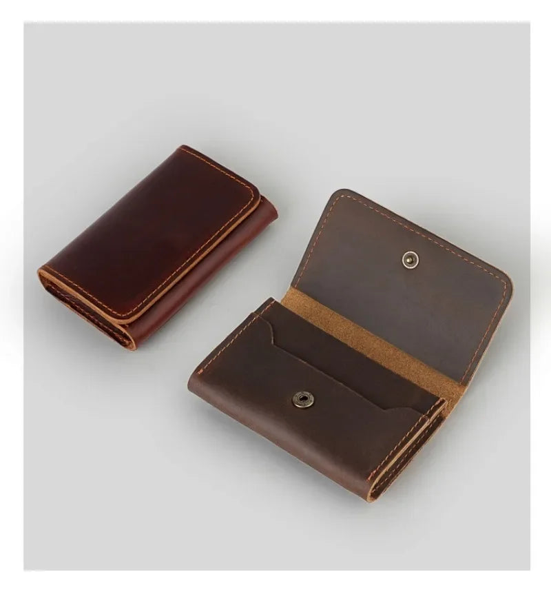 Vintage Genuine Leather Card Wallet – Compact, Durable & Multi-Use Storage