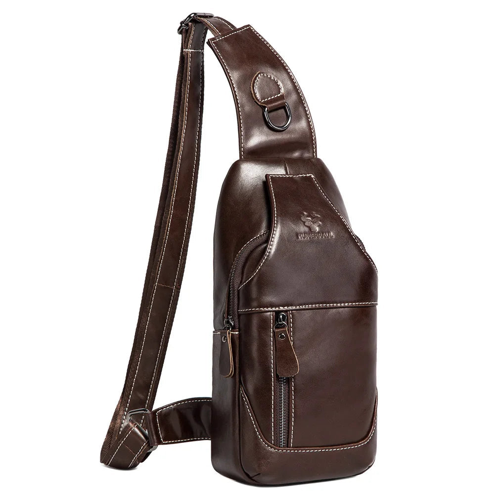 Miami Design- HUMER™ Unisex Genuine Leather Sling Bag – Anti-Theft & Anti-Pickpocket Design- For Travel, Hikking and Urban Use