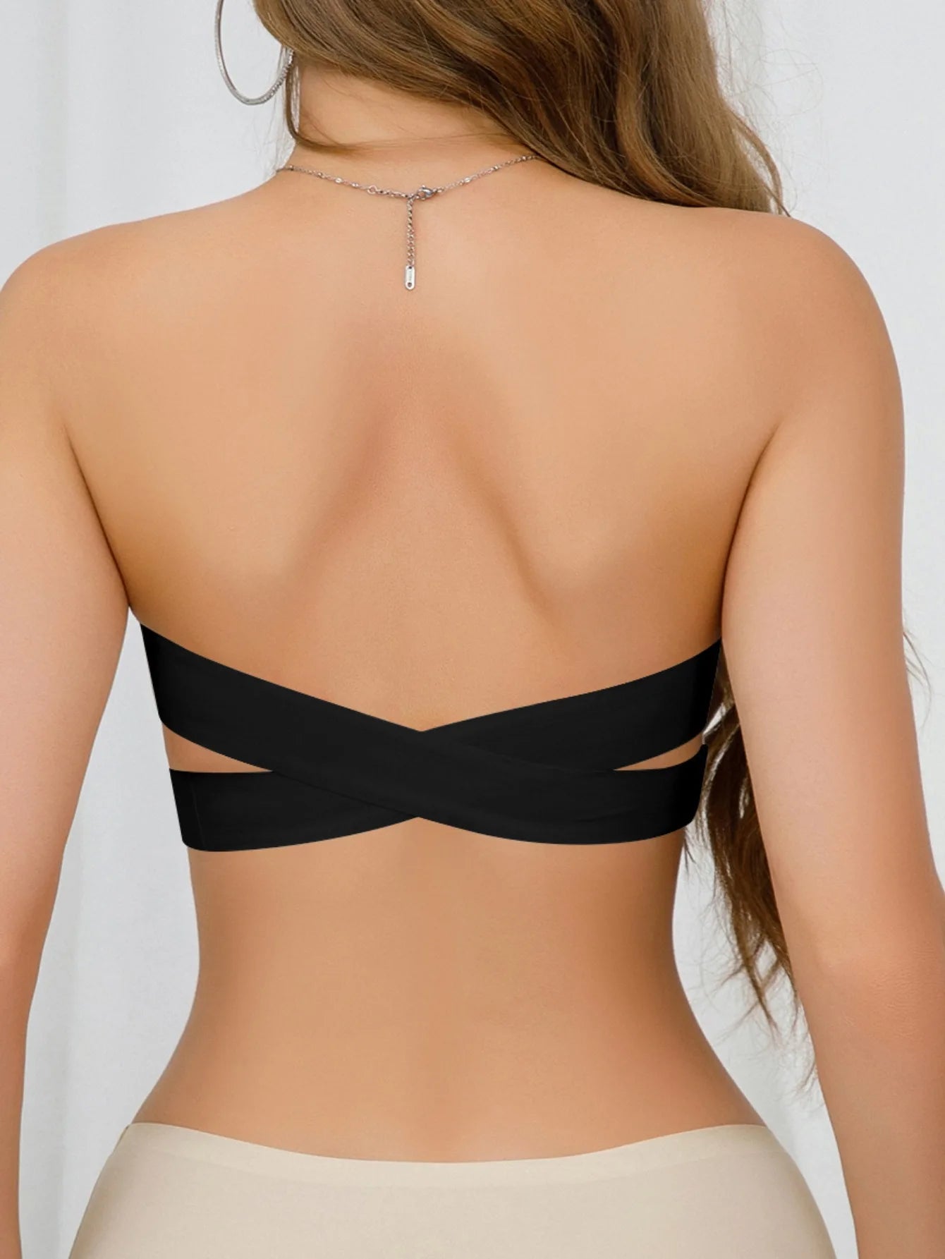 Popular Women's Strapless Bra Cross Side Buckle Underwear
