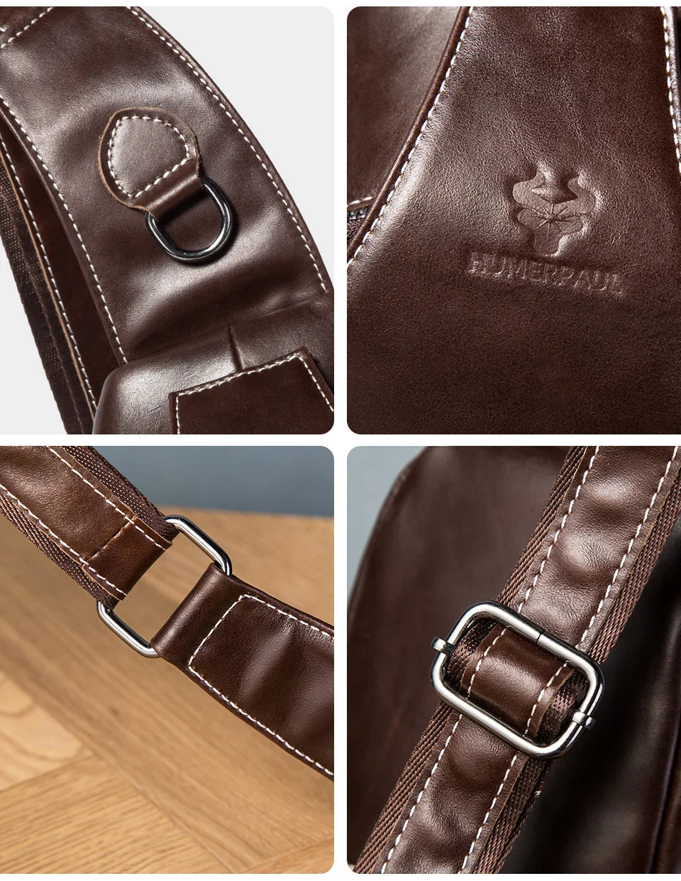Miami Design- HUMER™ Unisex Genuine Leather Sling Bag – Anti-Theft & Anti-Pickpocket Design- For Travel, Hikking and Urban Use
