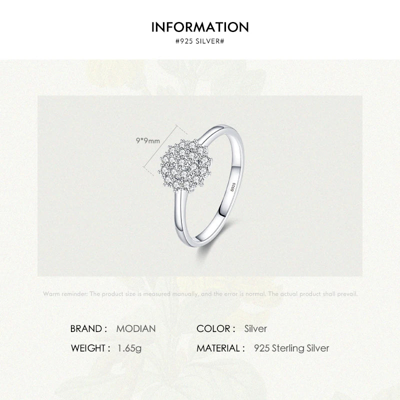 925 Sterling Silver Classic Sparkling Simple CZ Finger Ring Platinum Plated Wedding Jewelry For Women Gift