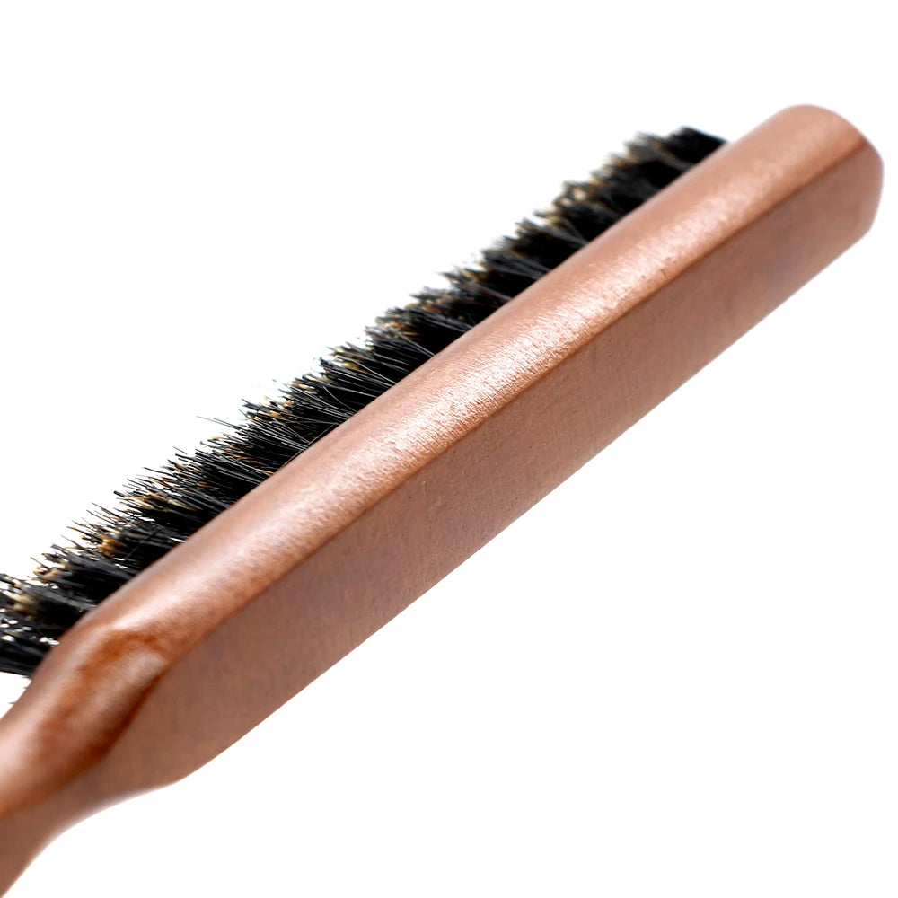 Natuurlijk zwijnborstel Sponge Hair Comb-Anti-statische houten handgreepborstel voor kapper, hoofdhuidmassagestylinggereedschap