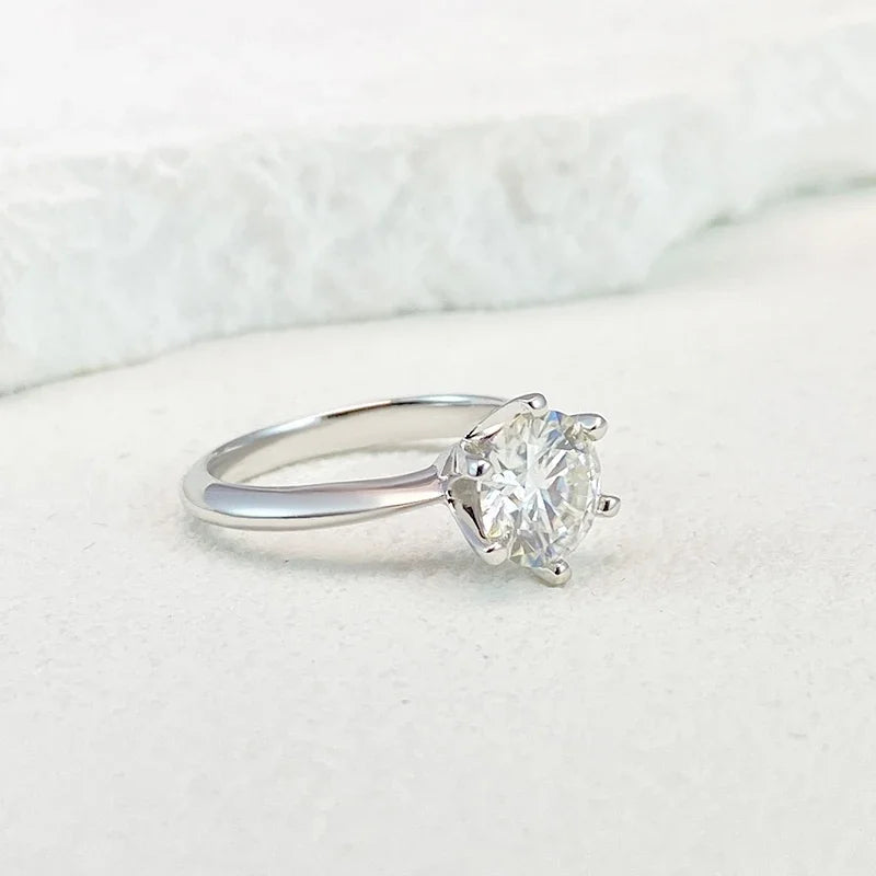 Anello di moissanite al carati per donne sterling in argento bianco placcato in oro d color diamante fidanzata Bandiera per matrimoni