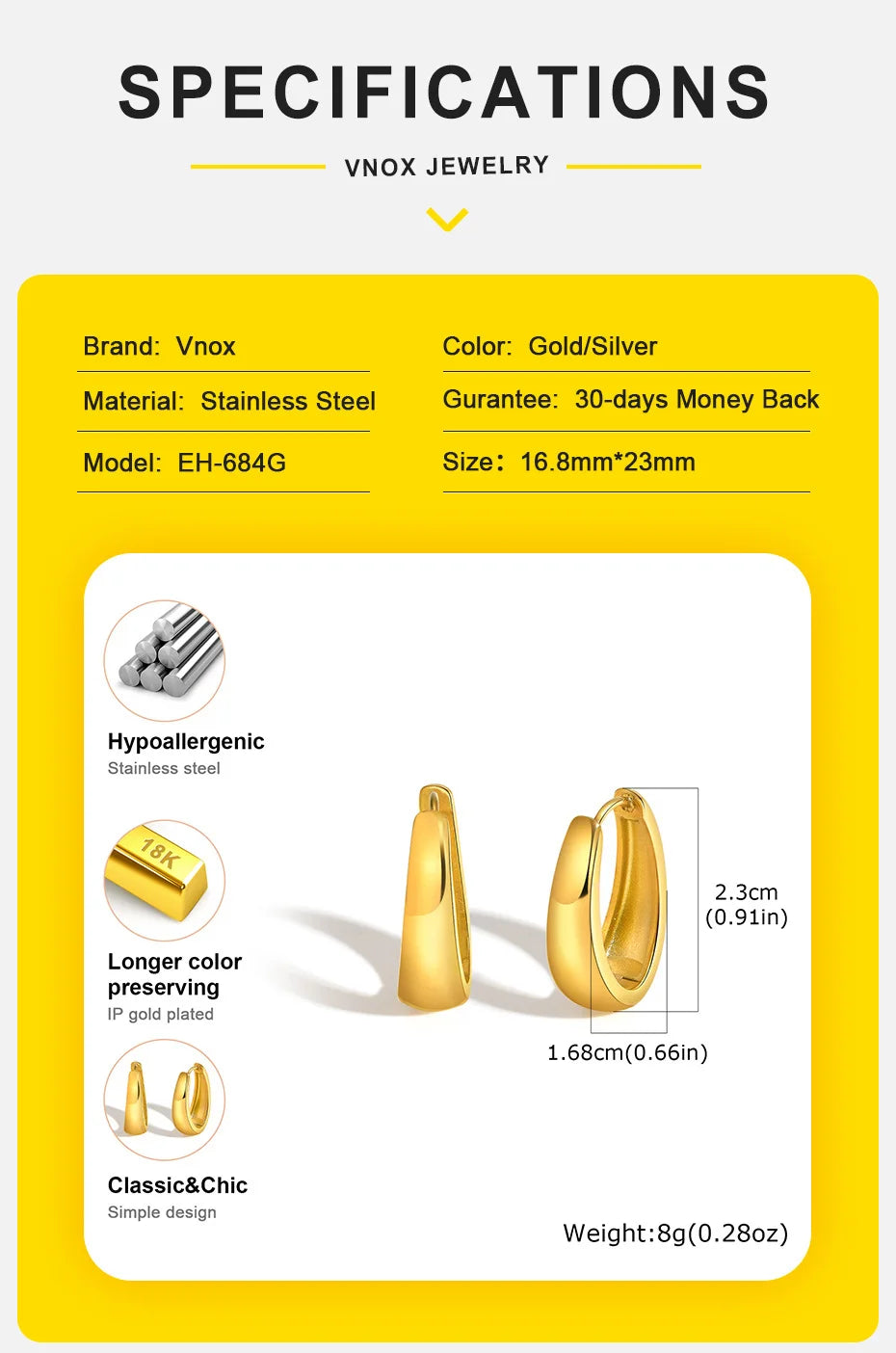 Simple Stainless Steel Hoop Earrings For Women Girls,Gold Silver Color Big Circle Earring,Fashion Dainty Jewelry Gifts