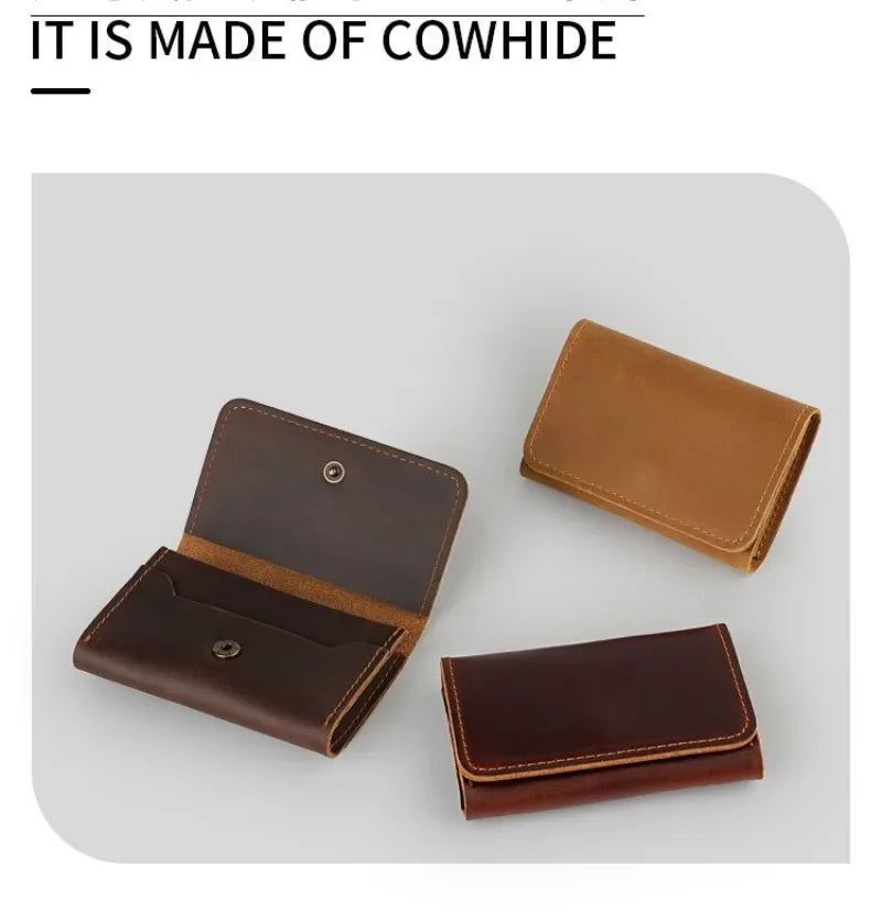 Vintage Genuine Leather Card Wallet – Compact, Durable & Multi-Use Storage