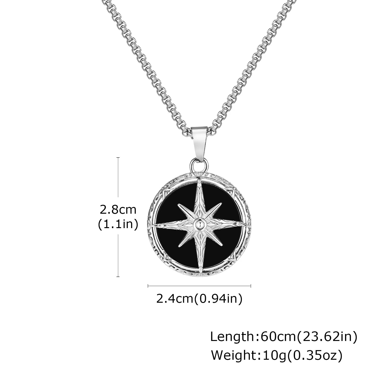 Stainless Steel Eight Awn Star Turquoise Pendant Necklace 24x28x6.2mm Hypoallergenic Jewelry Vintage Gifts for Men Women