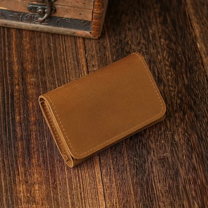 Vintage Genuine Leather Card Wallet – Compact, Durable & Multi-Use Storage