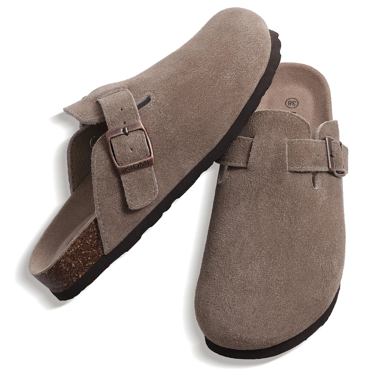 Genuine Suede Clogs – Unisex Comfort with Arch Support & Cork Footbed