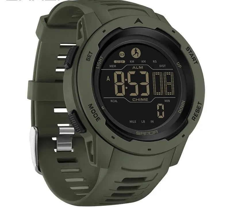 Miami Men relojes Calorías del podómetro deportivo 50m LED Digital Watch Digital Wallwatch Relogio Masculino 2145
