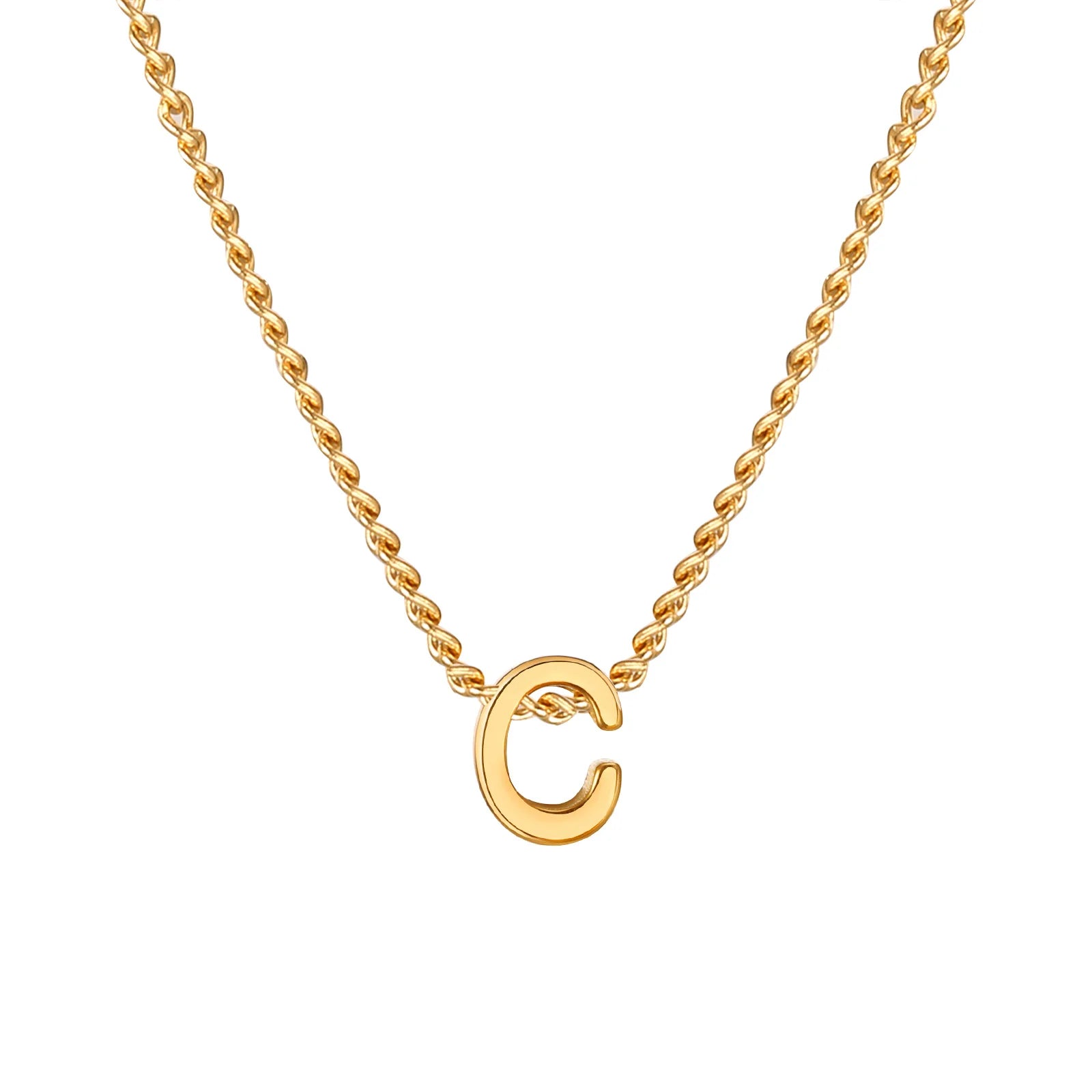 Chic Tiny A-Z Letters Necklaces for Women Girls, Gold Color Stainless Steel Initial Chokers,Small Pendent Necklaces Jewelry