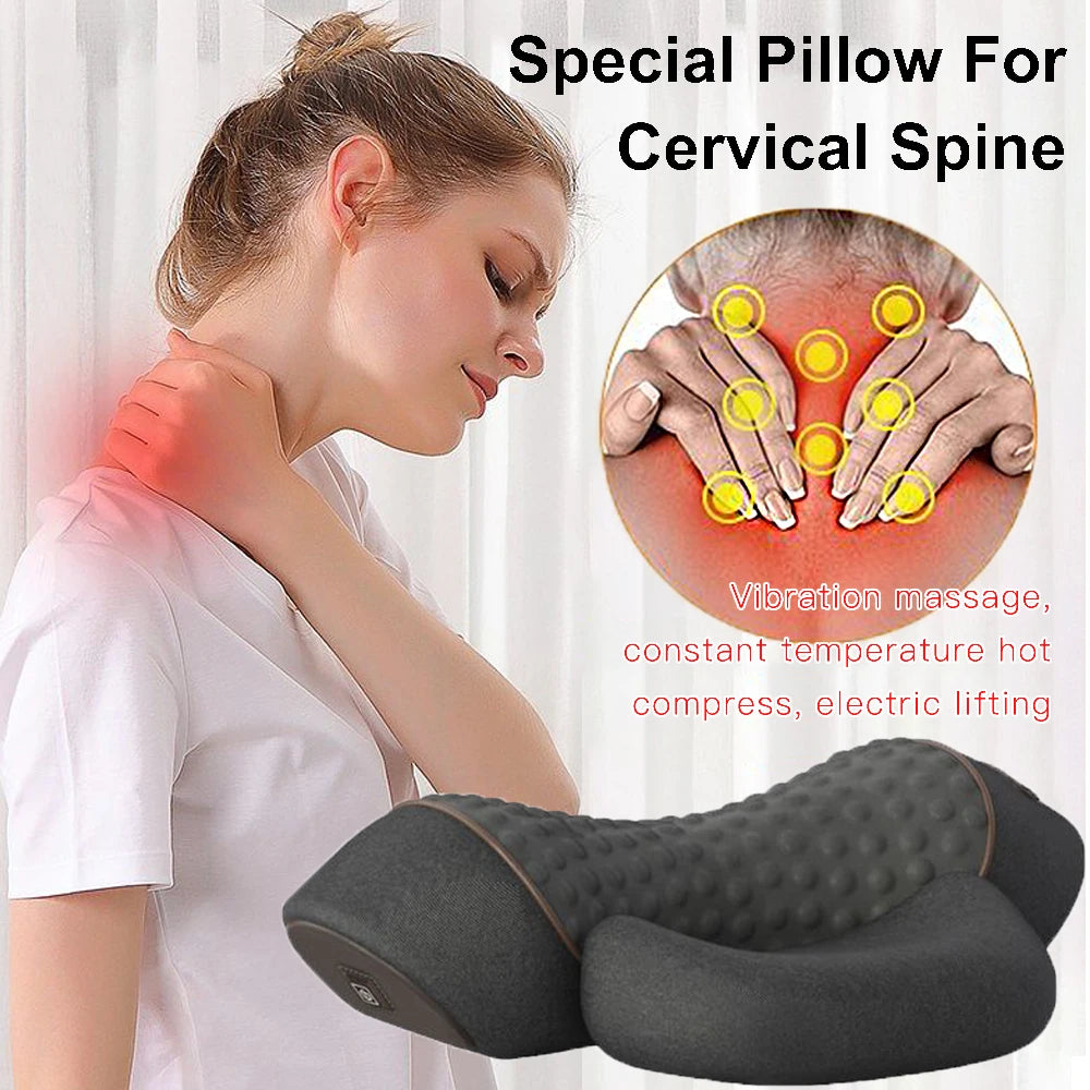 Elektrische nek massager cervicale kussen hete kompres trillingsmassage nek tractie ontspannen kussen wervelkolom ondersteuning massagerussen kussen