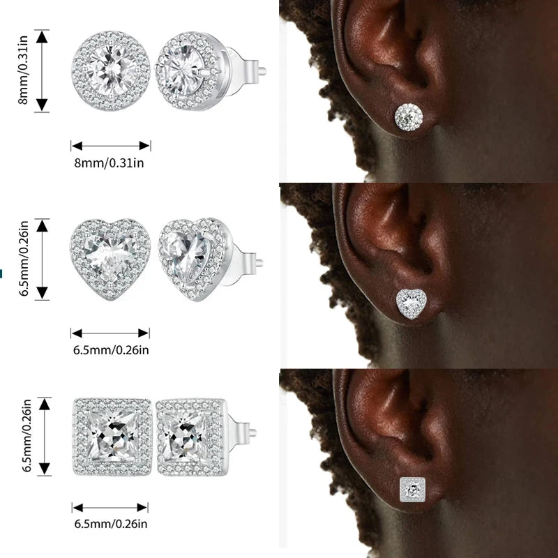Pendientes de sementales de Halo Cz platado 925 Pendientes clásicos clásicos clásicos hipoalergénicos Joyas de moda BSE 893