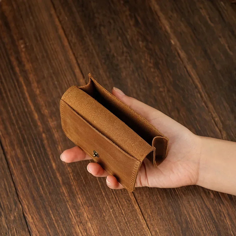 Vintage Genuine Leather Card Wallet – Compact, Durable & Multi-Use Storage