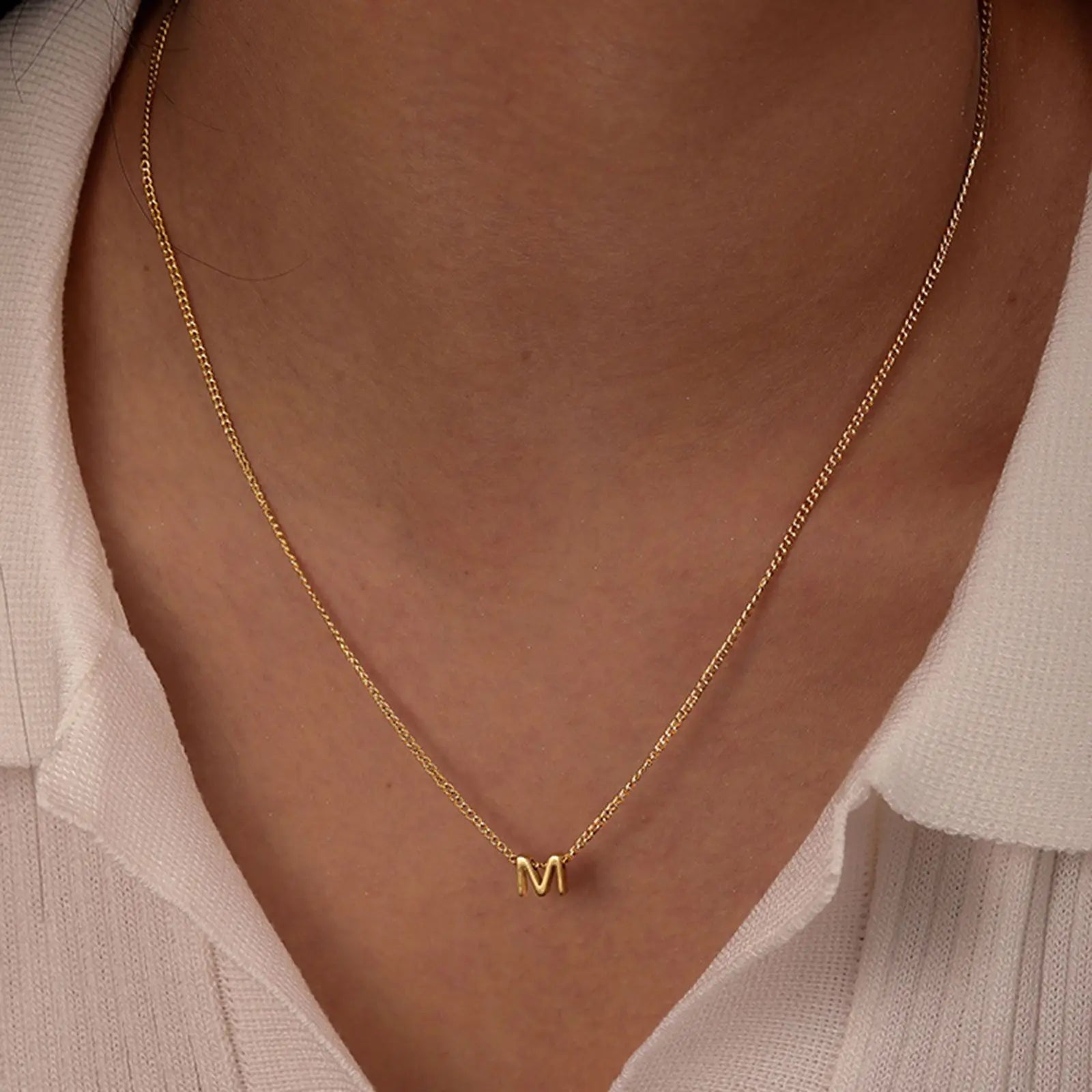 Chic Tiny A-Z Letters Necklaces for Women Girls, Gold Color Stainless Steel Initial Chokers,Small Pendent Necklaces Jewelry