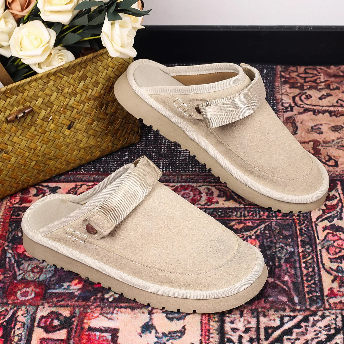 Suede Gold Clog -platform voor dames