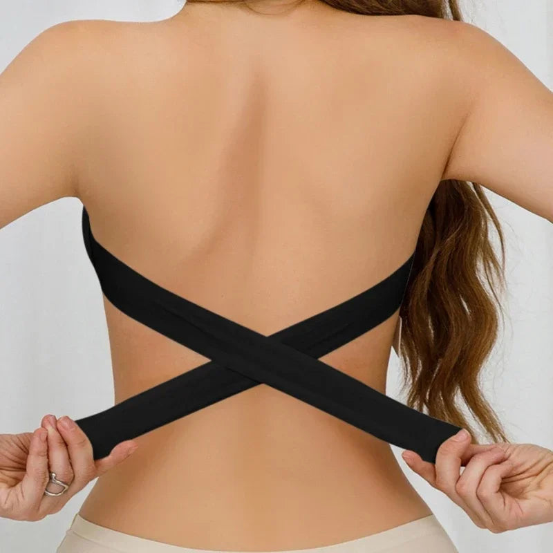 Popular Women's Strapless Bra Cross Side Buckle Underwear