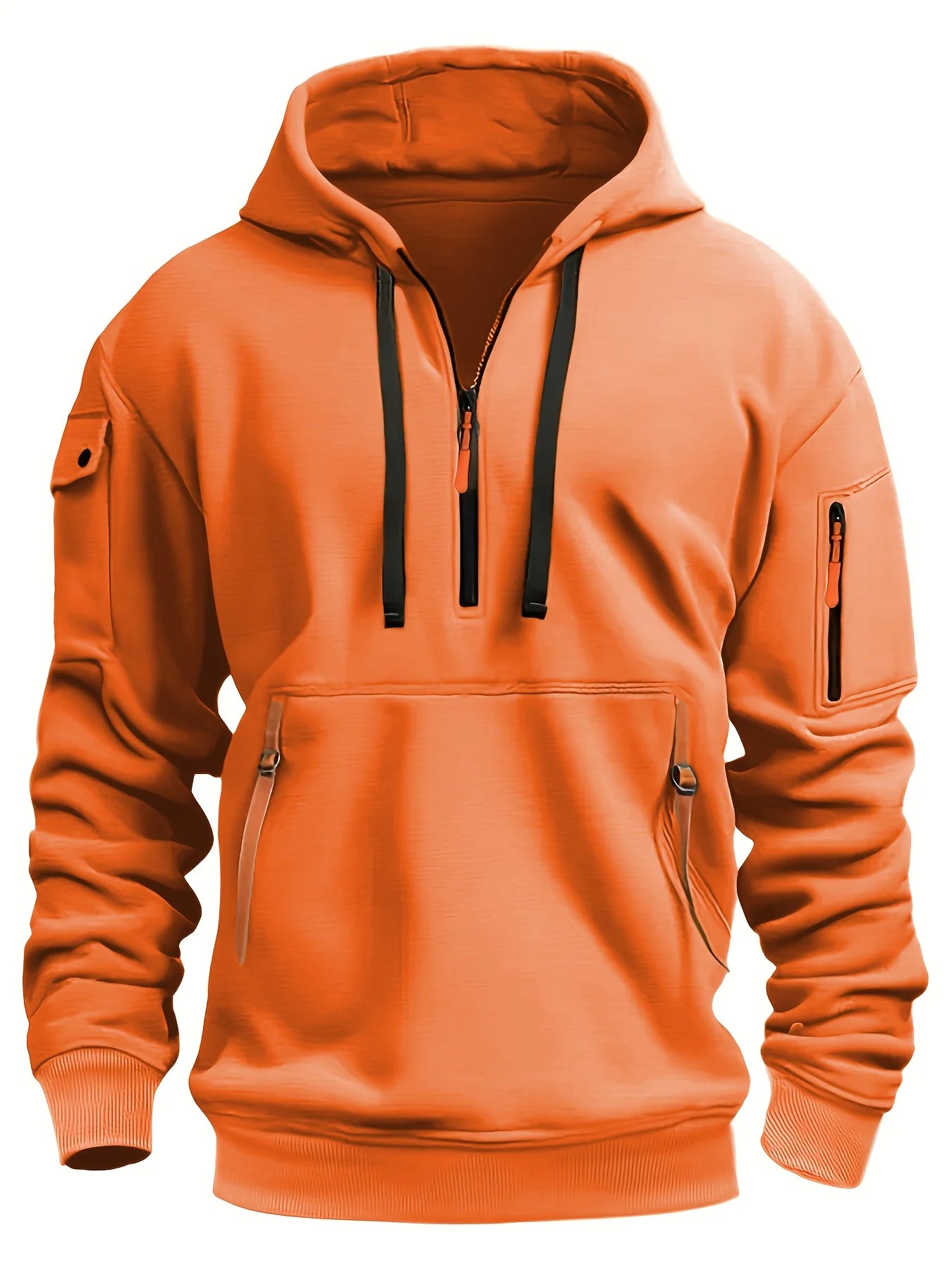 Felpa con cappuccio moda casual da uomo – Felpa pullover con mezza zip per la primavera & Autunno | Fitness & Giacca stile street