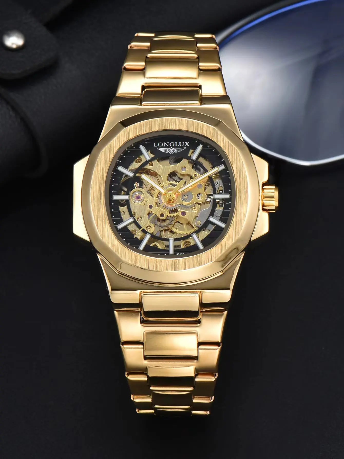 Miami Design -Longlux ™ Men Automatisch mechanisch horloge luxe horloges waterdicht skelet roestvrijstalen horloge