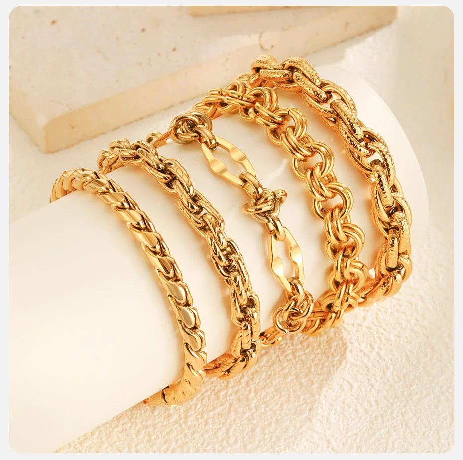 Elegant Gold Stainless Steel Bracelet – Durable, Hypoallergenic & Timeless Style