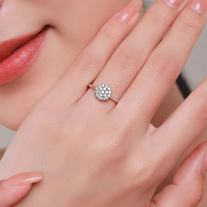 925 Sterling Silver Classic Sparkling Simple CZ Finger Ring Platinum Plated Wedding Jewelry For Women Gift