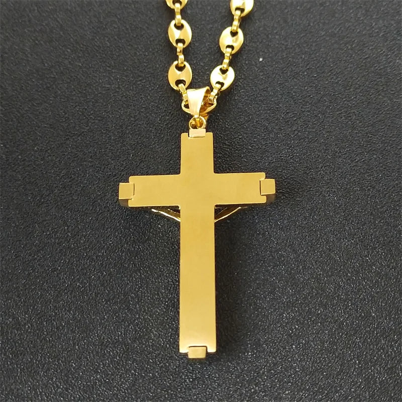 Jezus kruis Crucifix Hanghangende ketting -Unisex roestvrij staal -jestel