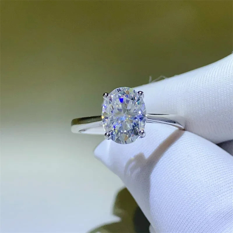Anelli di moissanite a taglio ovale da 1-4 ct per donne scintillanti diamanti 925 gioielli a fedi nuziali in fidanzamento in argento sterling con certificato