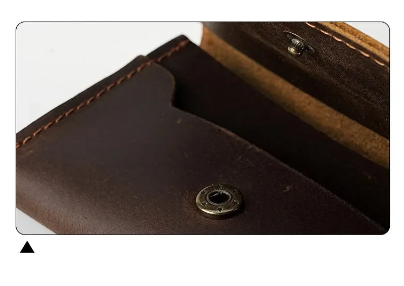 Vintage Genuine Leather Card Wallet – Compact, Durable & Multi-Use Storage