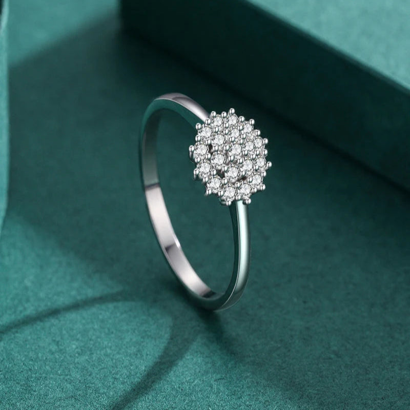 925 Sterling Silver Classic Sparkling Simple CZ Finger Ring Platinum Plated Wedding Jewelry For Women Gift