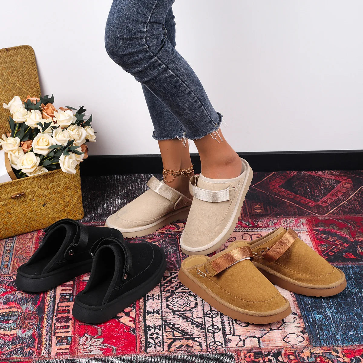 Suede Gold Clog -platform voor dames