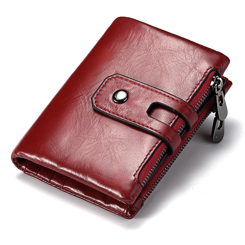 Miami Design - Humer ™ Retro Wallet Unisex RFID - Anti -diefstal - Anti -pickpocket -Genuine Leather HaSp Zipper Card Holder Coin Purse Shortportomonee