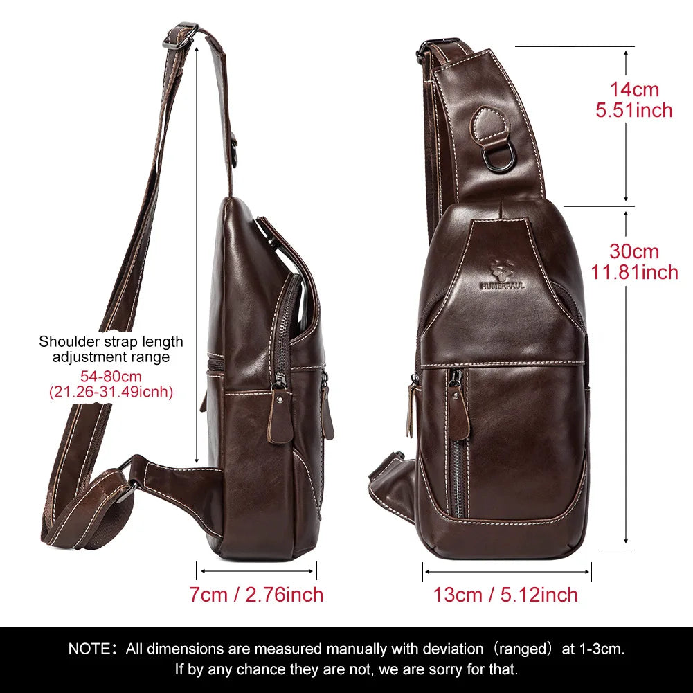 Miami Design- HUMER™ Unisex Genuine Leather Sling Bag – Anti-Theft & Anti-Pickpocket Design- For Travel, Hikking and Urban Use