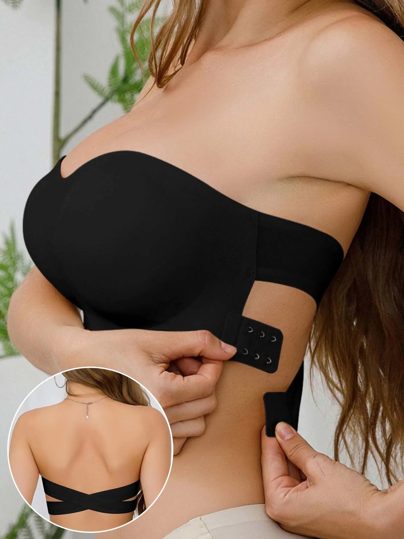 Popular Women's Strapless Bra Cross Side Buckle Underwear