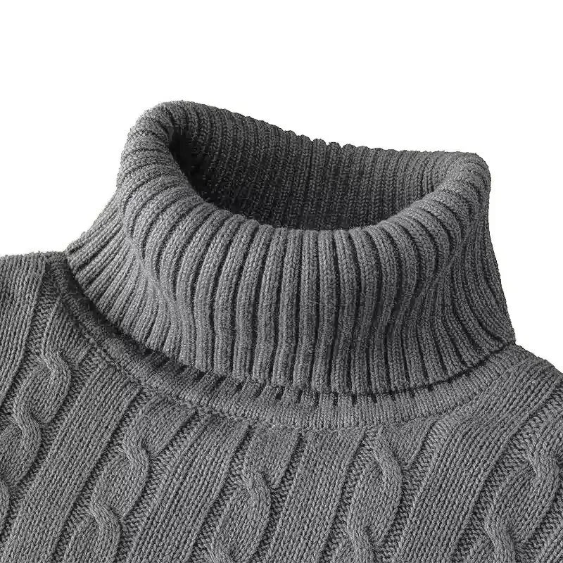 Suéter de cuello de tortuga de lana para hombres - casual y cálido