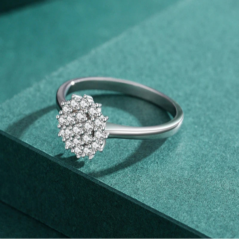 925 Sterling Silver Classic Sparkling Simple CZ Finger Ring Platinum Plated Wedding Jewelry For Women Gift