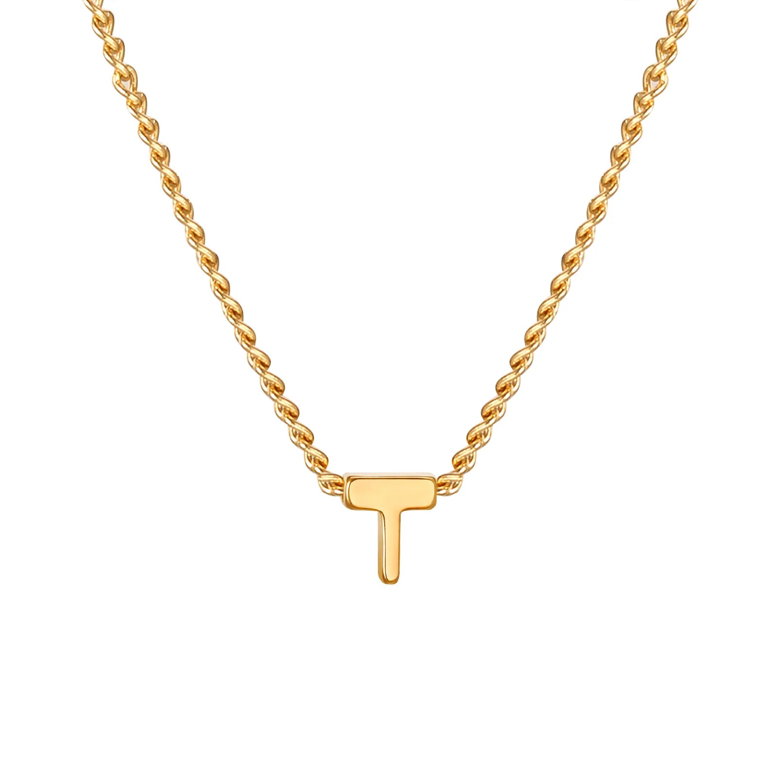 Chic Tiny A-Z Letters Necklaces for Women Girls, Gold Color Stainless Steel Initial Chokers,Small Pendent Necklaces Jewelry