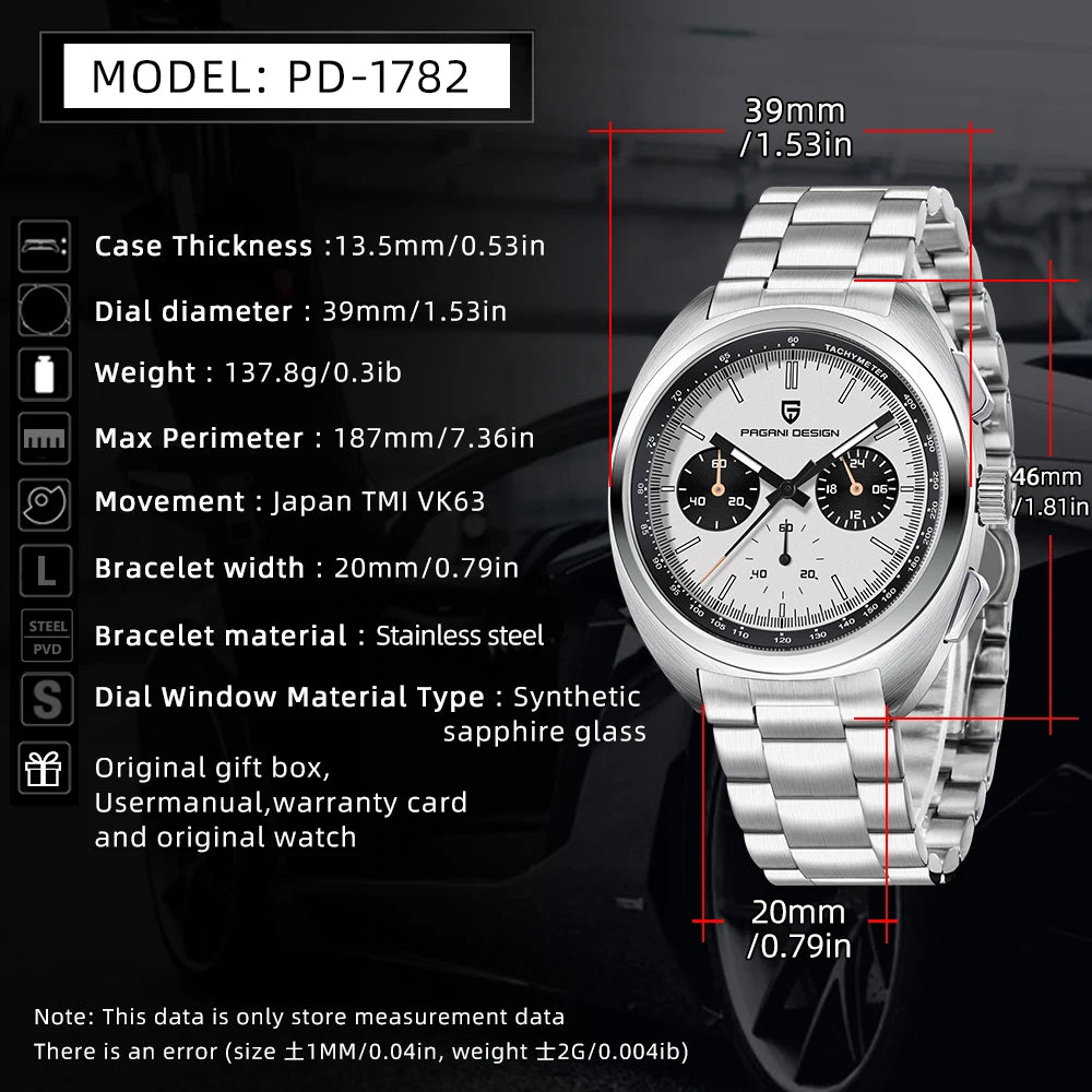 Miami Design VK63 -Luxury Men's Watch | Cronógrafo deportivo con vidrio de zafiro y movimiento de cuarzo